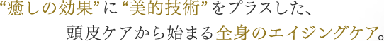 ”癒しの効果”に”美的技術”をプラスした、頭皮ケアから始まる全身のエイジングケア